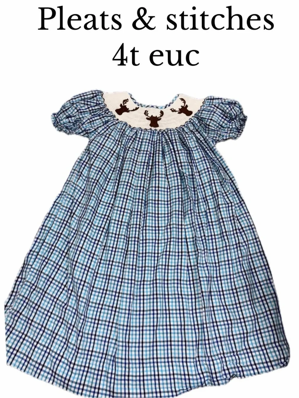 Pleats & stitches 4t smocked deer dress